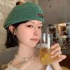 Vintage Weave Hat Japanese Style Crochet Knitted Cap Brimless Cap Hollowed Out Beret Hat  Holiday