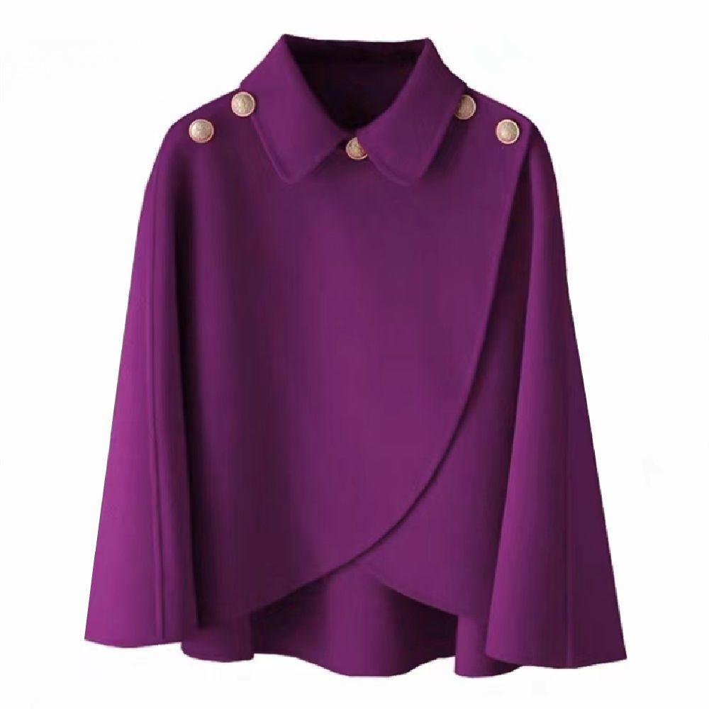 Modischer Wollschalmantel für Damen Herbst Winter Wolljacke Kurze Oberbekleidung Cape Roter Schwarzer Mantel Oberteile Damen