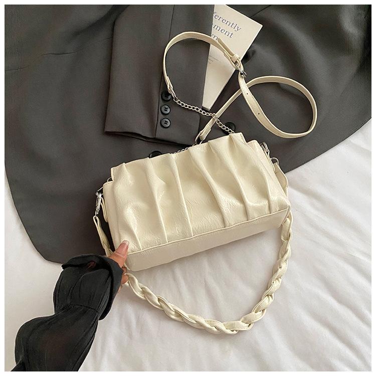 

Корейская плиссированная сумка-облако, маленькая квадратная сумка, лето 2025, новый нишевый дизайн, женская высококлассная сумка-мессенджер через плечо