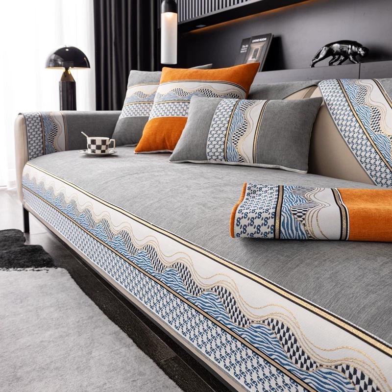 Herringbone Chenille Sofa Cushion Covers Anti-Cat Scratch Non-Slip Winter Couch Protector Cover for Sofa Living Room 1 Piece
