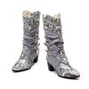 Sapatos Femininos de PU com Estampa de Cobra de Alta Qualidade com Salto Grosso Botas de Inverno Femininas Moda Botas Quentes Estampadas Tamanho Grande