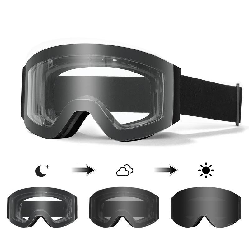 Dual-Use Magnetic Flip Ski Goggles: Day/Night, Double-Layer Anti-Fog & Anti-Snow for Mountaineering