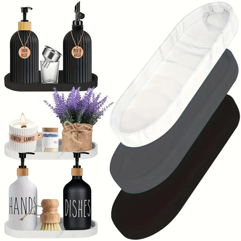 1PC Silicone Bathroom Counter Tray 9.84 Inch (Approx. 25cm) Flexible Kitchen Soap Tray