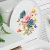 Hand Painted Blooming Floral Bouquet with Butterflies Bathroom Wall Sticker Self-Adhesive Removable Decal
