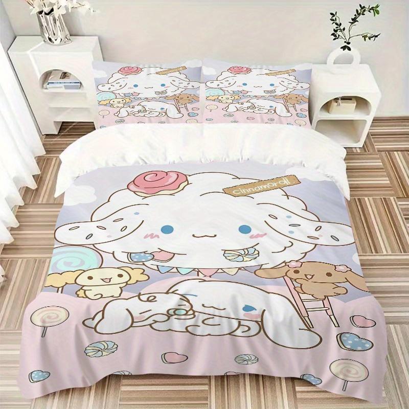 3pcs Soft Cinnamoroll Bedding Set - Includes Quilt Cover and Pillowcases, Suitable for All Seasons, Machine Washable - Ideal Gift for Family