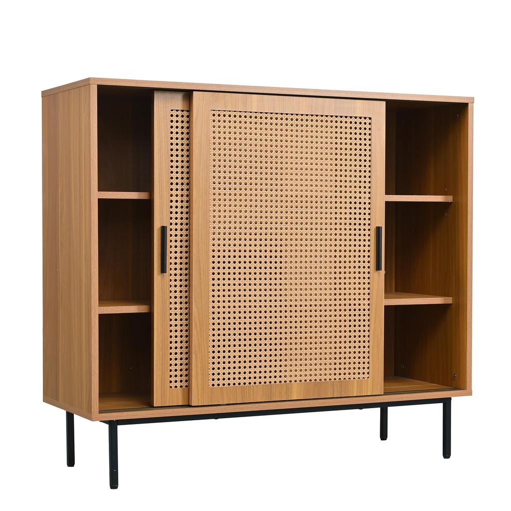 Szafka kuchenna Kredens 2 drzwi przesuwne Regulowana półka Bufet 100x37x90cm Salon Jadalnia Przechowywanie Styl wiejski Szafka pomocnicza