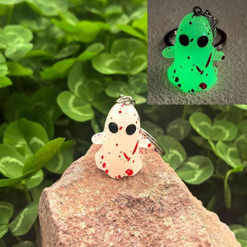 Halloween Luminous Ghost Keychain Halloween Decoration Party Accessories Mini Resin Ghost Pumpkin Keyring Backpack Pendant Gift