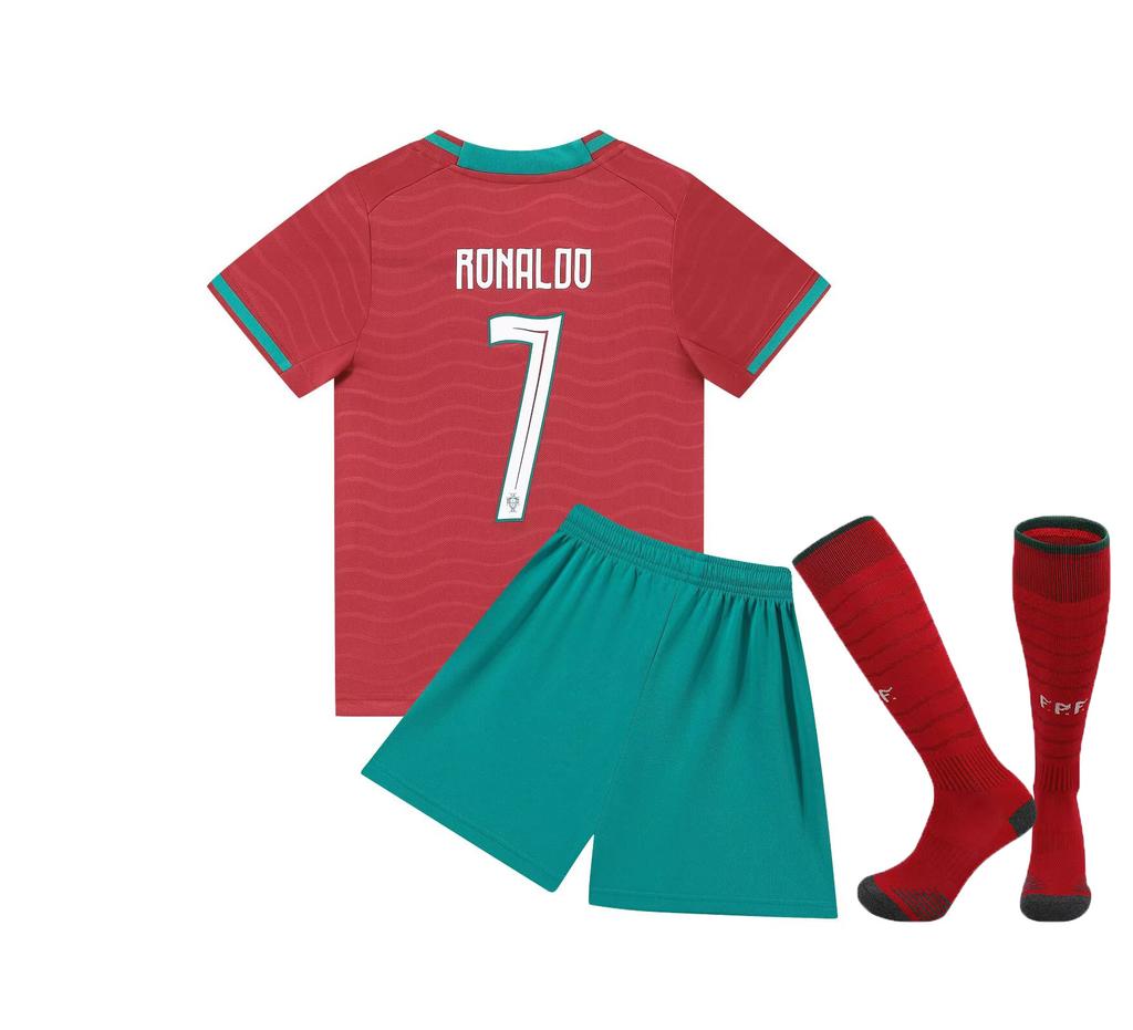 27 Portugal Home Court No. 7 (Green Pants) National Team Football Jersey Children'S Clothing Children'S Set Size 14-30