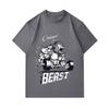 Men's 100% Cotton Crew Neck Short Sleeve T-Shirt, Unleash The Beast Muscular Lion Weightlifting Print Casual Fitness Workout Top