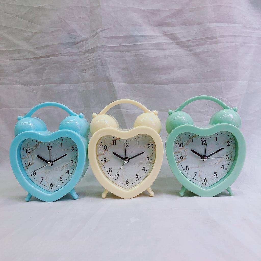 Small Plastic Alarm Clock with Handle Marble Dial Student Gift Alarm Clock