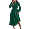 Women's Fashionable Color Round Neck Long Sleeved Loose Dress With A Large Display