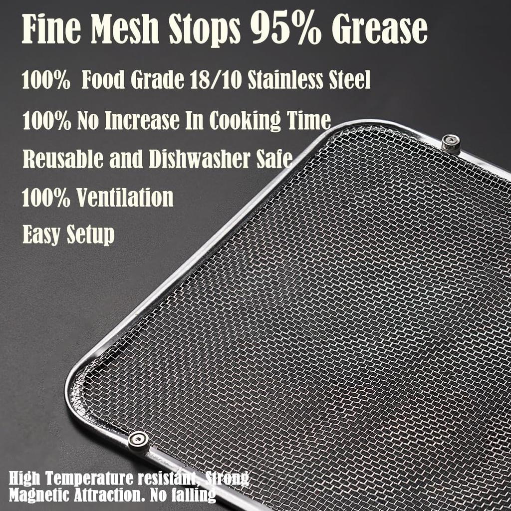 Splatter Screen for Air Fryer: Magnetic Fine Mesh Stainless Steel - Blocks 95% Grease - Shields Coils in 5.7-12 QT tant/Cosori