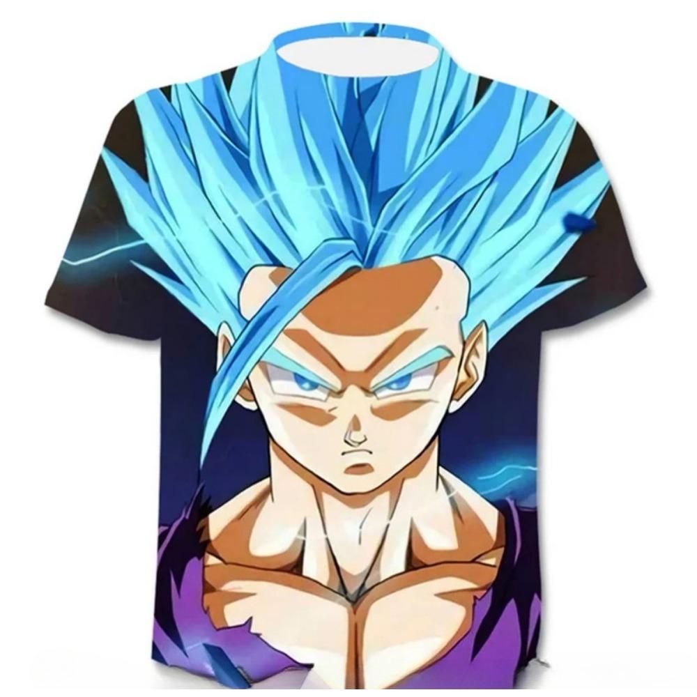 Children's Dragon Ball Series 3D Digital Printed Boys' Street Trendy Round Neck Short Sleeved T-shirt