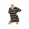 Vans Logo Print Color Block Striped Round Neck Short Sleeve Dress Women Dresses Black VN0A7RKOBLK