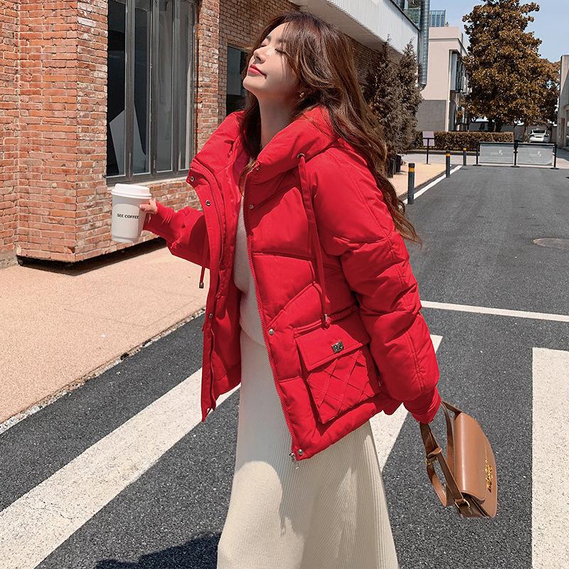 Large Size Women's Clothing Autumn and Winter Loose Casual Hooded Tooling Jacket Short Down Cotton Jacket