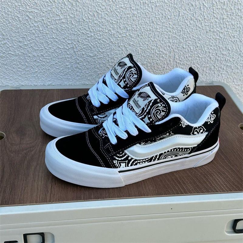 Knu skool scarpe da ginnastica nere e bianche viola a forma di pane ramo di fascia alta retrò americano colore a contrasto scarpe da skate casual a taglio basso