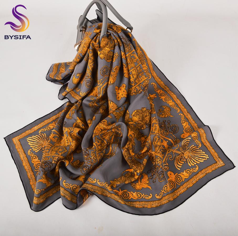

Новый Черный Золотой Шарф Шаль из Чистого Шелка Модный Бренд Роскошные Шарфы Хиджабы Весенне-Осенние Аксессуары Шарф Накидка 110*110см