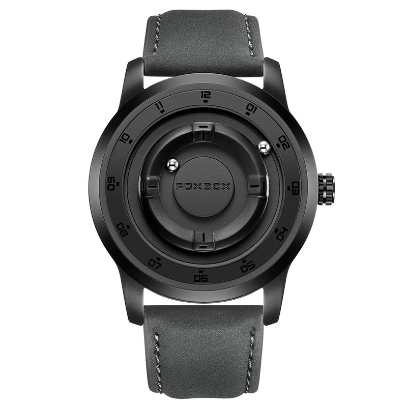 FOXBOX Magnetic Driven Watch Fashion Waterproof Quartz Wristwatch Rolling Steel Ball Pointer Sports Watches