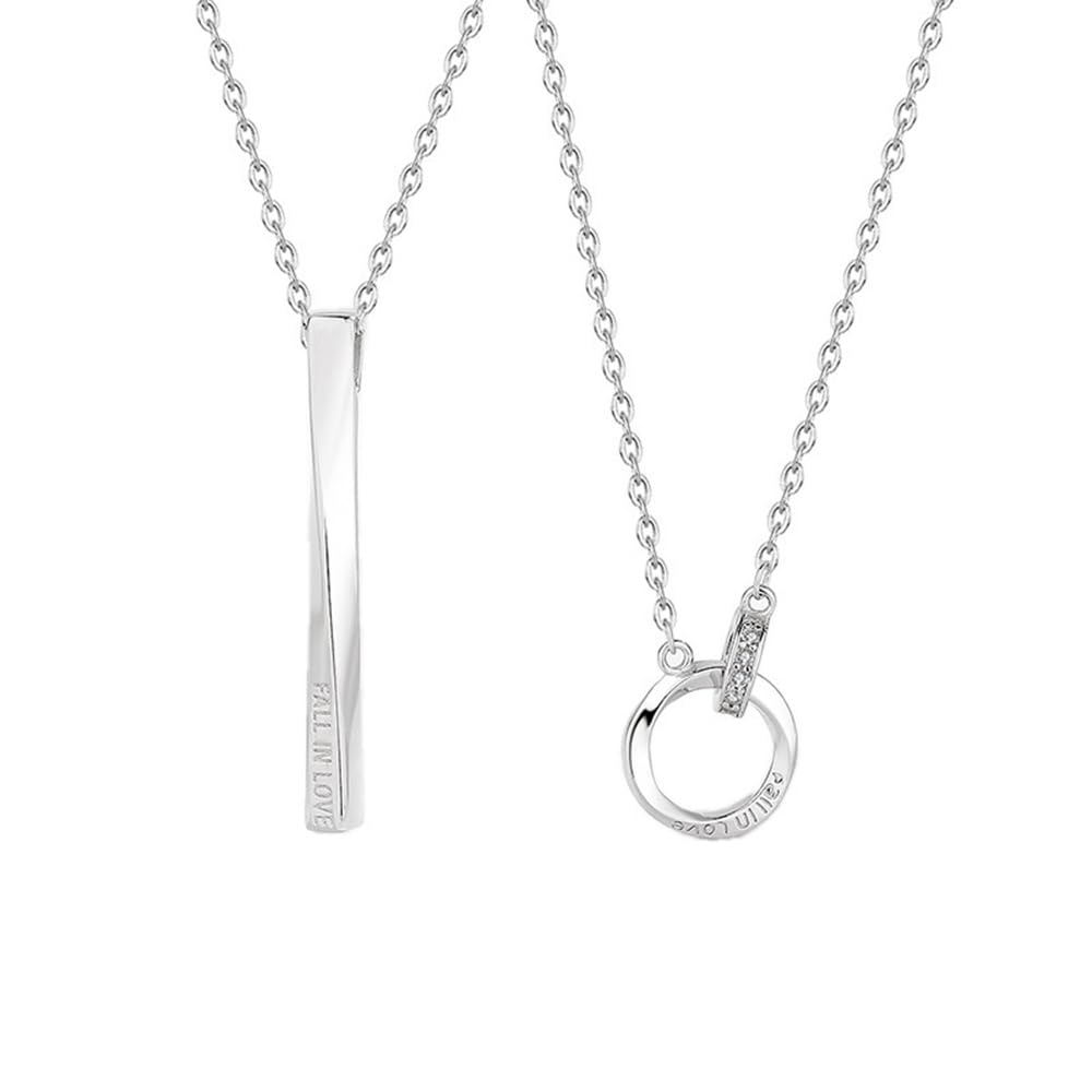 

[kokoromilove] Couple s Matching Necklaces, Set of 2, Gift for Adults and High School Students, Sterling Silver 925