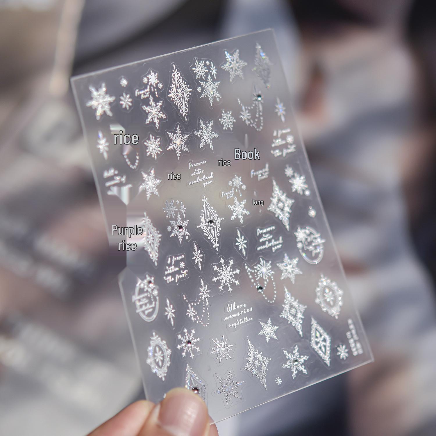 Tomoni Crystal Diamond Velvet Snowflake Nail Art Stickers - Popular Winter Nail Decoration