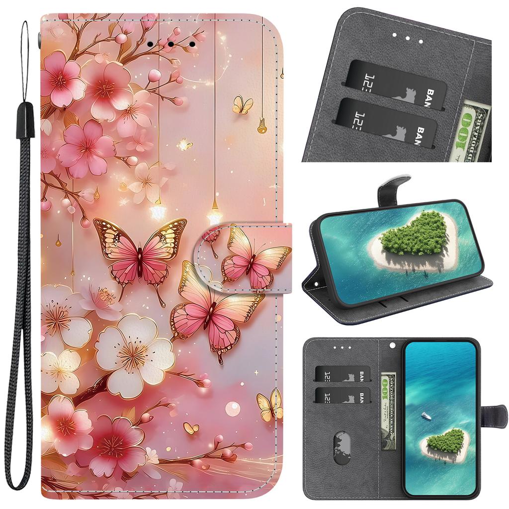 Handmade PU Leather Flip Case for iPhone X/11/12/13/14/15/16/17 Series - Anti-Slip Shockproof Cover with Wrist Strap & Heart/Rose Cat Designs