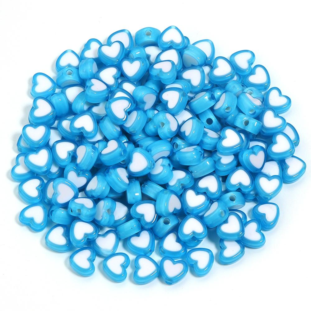 100pcs/lot 8mm Colored Acrylic Beads White Heart Shaped Spacer Beads For DIY Exquisite Bracelet Earrings Gift Supplies Wholesale