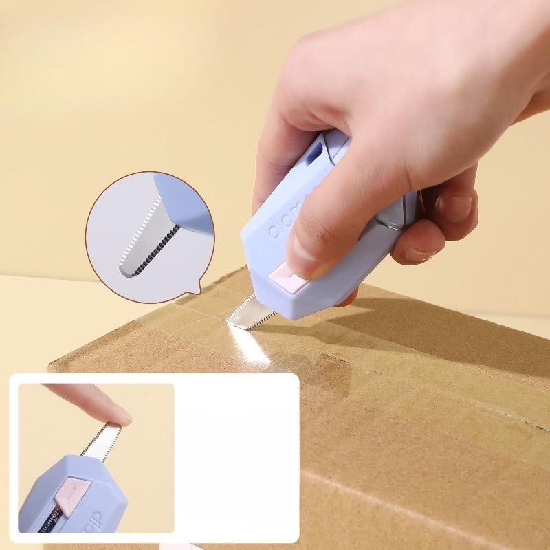 2-in-1 Box Cutter Correction Fluid Pen Auto-Rebound Magnetic Mini Portable Utility Knife for Package Opening Office Home Daily