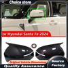 For Hyundai Santa Fe 2024 Auto Sticker Rearview Side Mirror Cover Wing Cap Exterior Door Rear View Case Trim Carbon Fiber Look