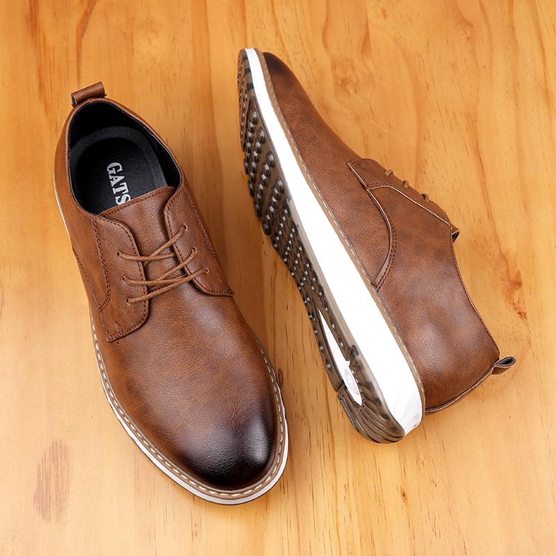 Fashion Lace up casual men's leather shoes Comfortable gentleman style Classic Black Brown shoes adults Comfortable and versatile