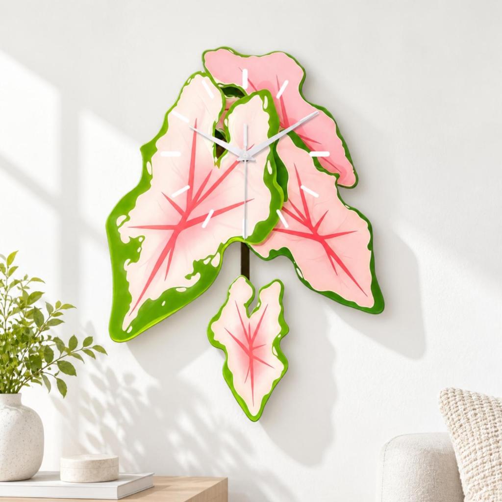 Layered Leaf Decorative Wall Clock Medium Size for Living Room, Bedroom