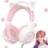 YIK TUNG Cat Ear Gaming Wired 40mm RGB USB Soft Protective Good Sound Adjustable Cute Compatible with Language New Year Japanese Instruction Manual