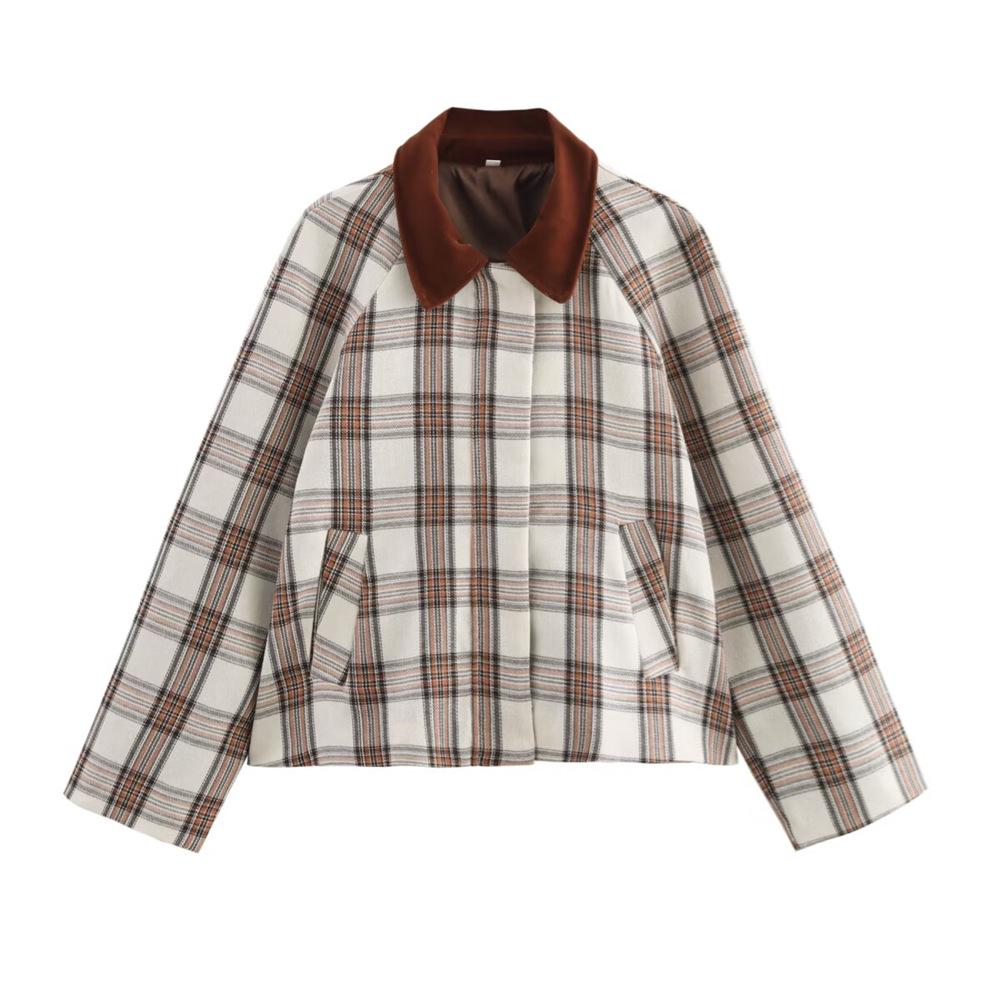 

2025 Spring Women s Versatile Plaid Short Jacket: Chic Commuter Style Large