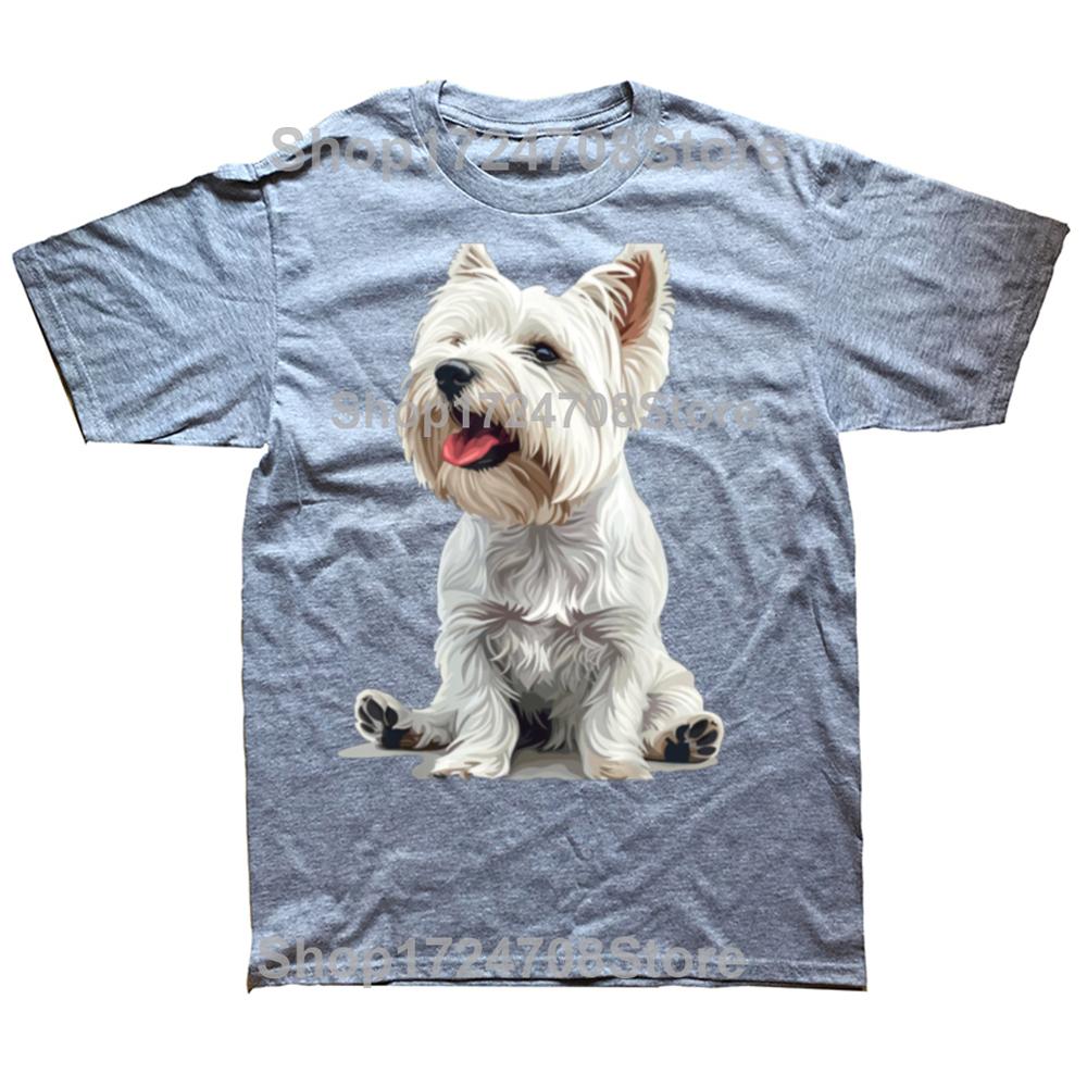Lustige West Highland White Terrier Hunde Westie T-Shirts Herren Damen Mode Lässiges T-Shirt 100% Baumwolle Locker Übergröße T-Shirt