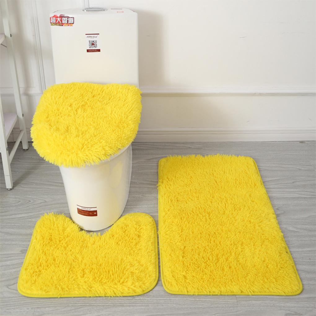 3pcs PU Soft Texture Strong Water Absorption Toilet Mat Set For Bathroom Carpets Cover Rug