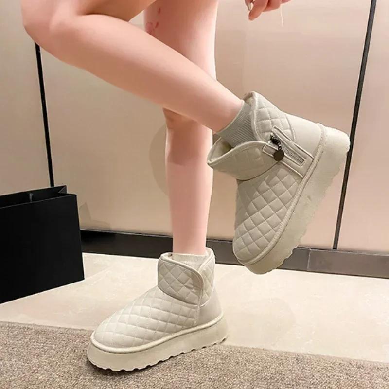 Fashion Plus Warm Booties Shoes for Woman Elegant With Medium Heels Women's Ankle Snow Boots On Promotion Anti Skid Offer Slip Furry Hot