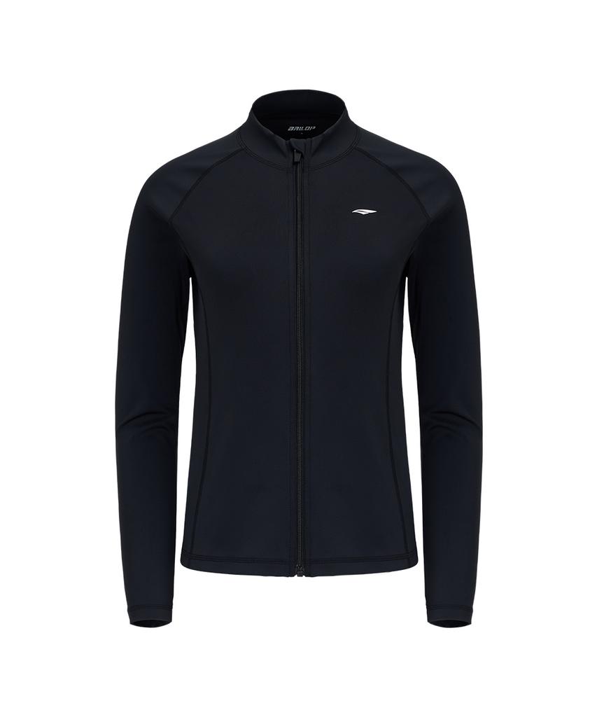 Baellob Women'S Standard Zip-Up Rash Guard Black