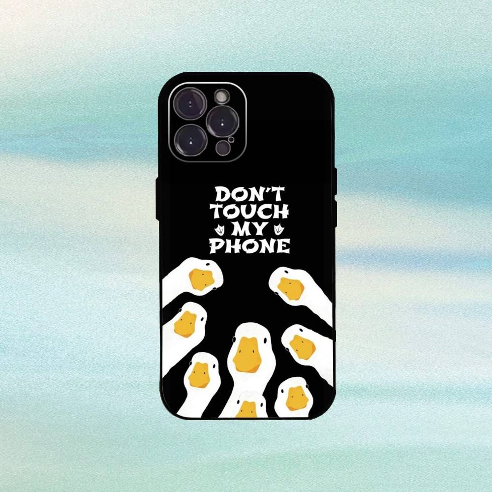 Cute Goose Cartoon Phone Case For iPhone17,16,15,14,13,12Plus,Pro Max,XS,5G Soft Silicone Black Cover
