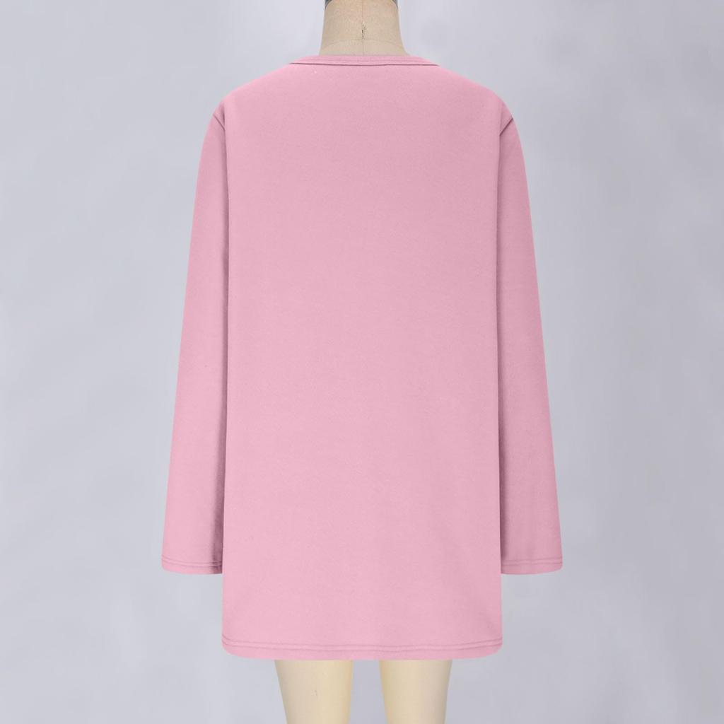 Women's Fashionable Solid Color Long Sleeved Casual Pullover Sweatshirt Top