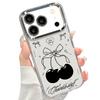 Bowknots Cherry Pattern Case For iPhone 17 Pro Max Plating Lens Frame Clear Soft Cover For iPhone 16 15 14 13 Pro Max 11 16E 17E