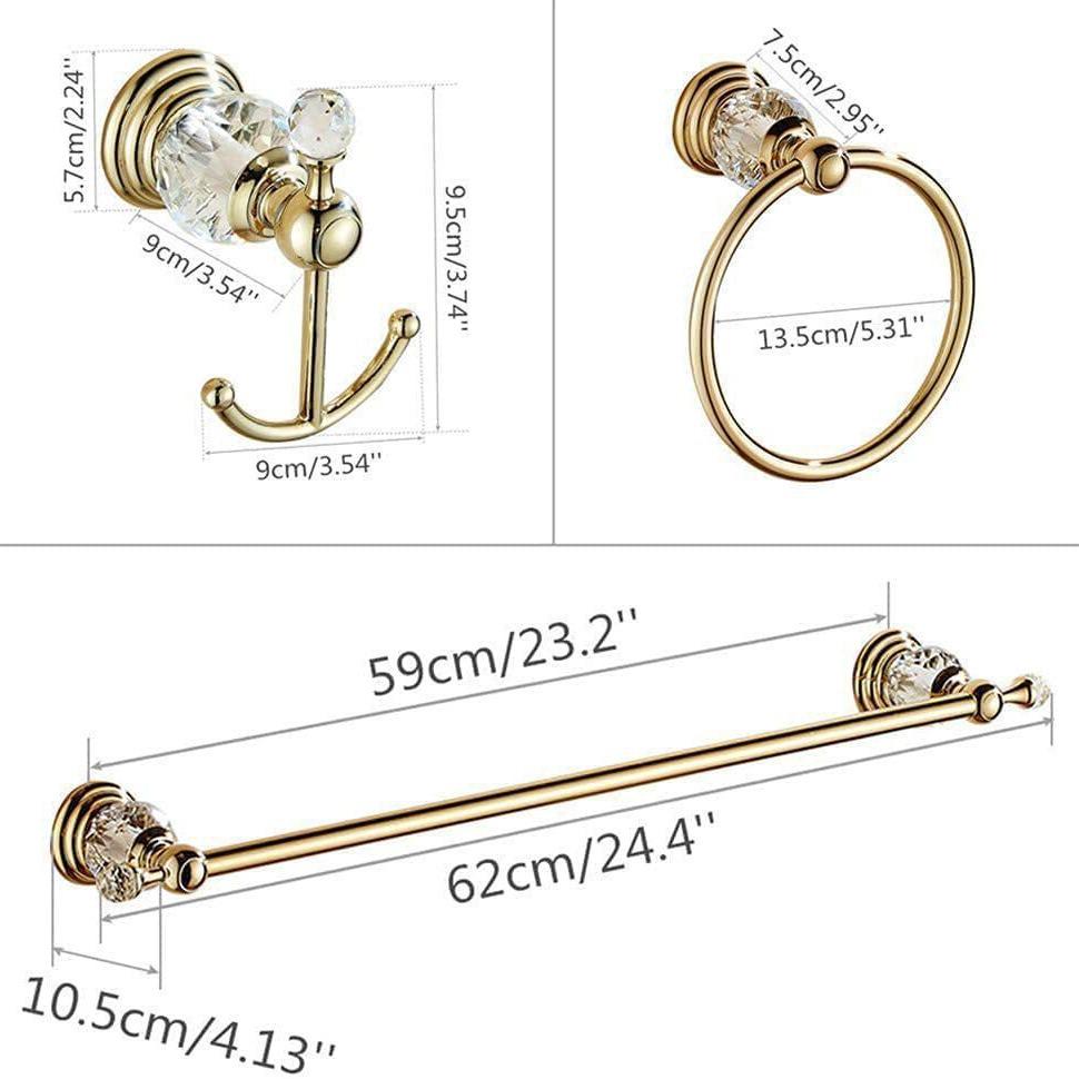European Style Gold-Plated Crystal Towel Rack - Wall-Mounted, Stainless Steel