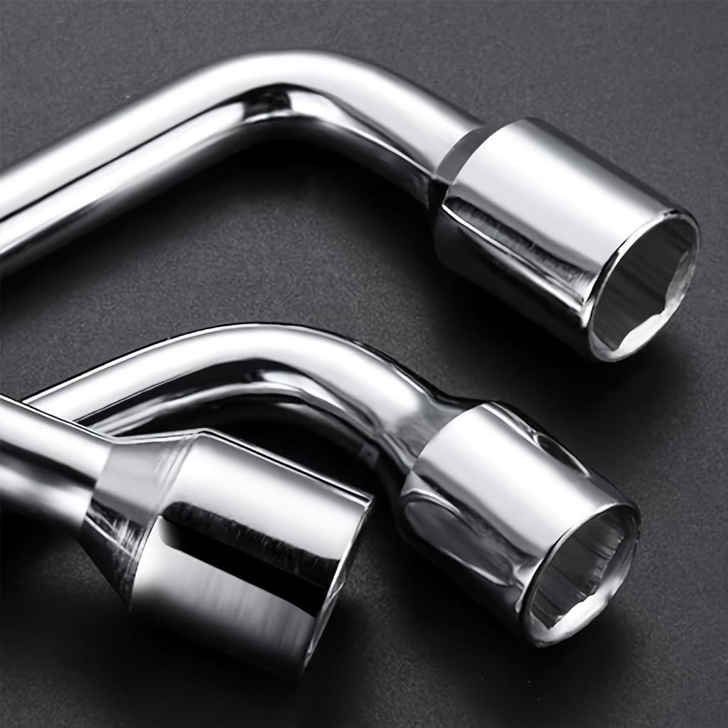 Car Spare Tire Lug Wrench,Slotted End Socket Repair Tool,Tire Replacement Tool (Silvery),L shaped socket wrench car wheel