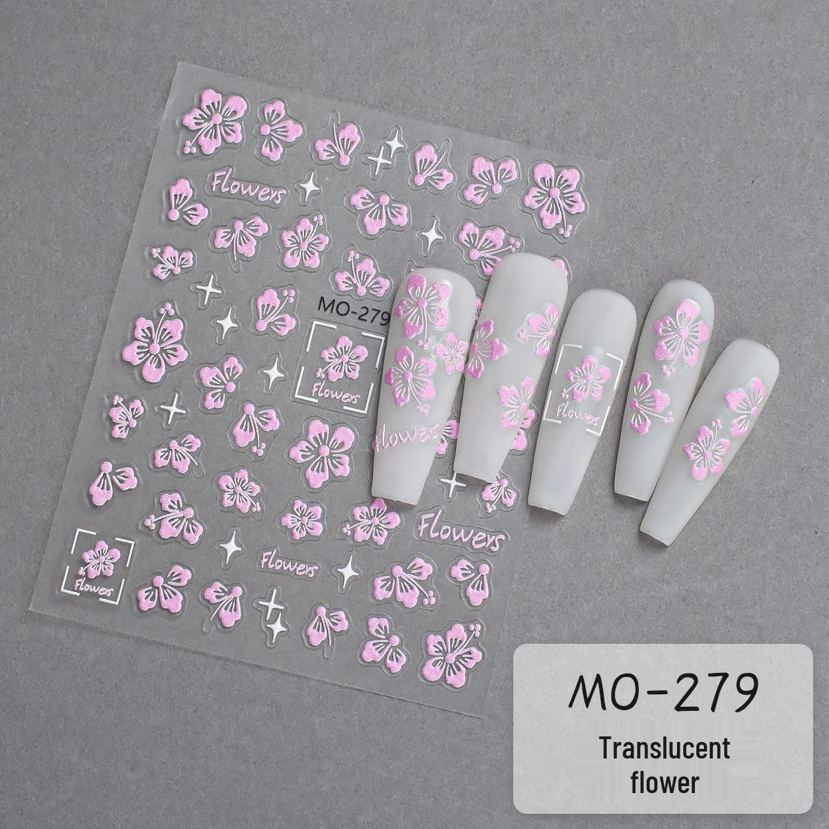 

Трехмерные полупрозрачные белые наклейки для ногтей в виде цветов розового и фиолетового цвета