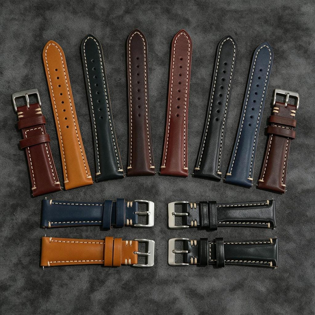 High-Quality Retro Genuine Leather Pin Buckle Watch Strap for Men and Women, Top Layer Cowhide Watch Band