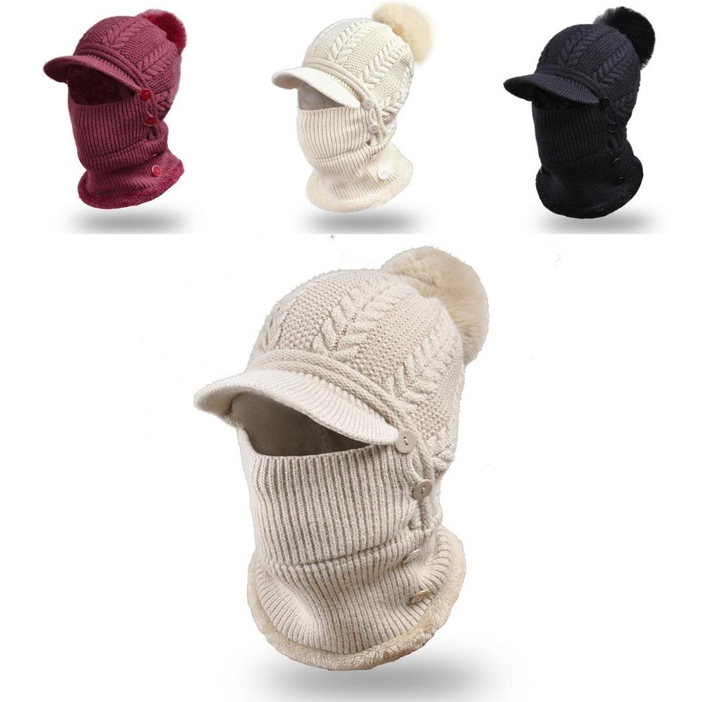 Winter Womens Knit Headgear With Ear Cover And Neck Warmth For Outdoor Activities