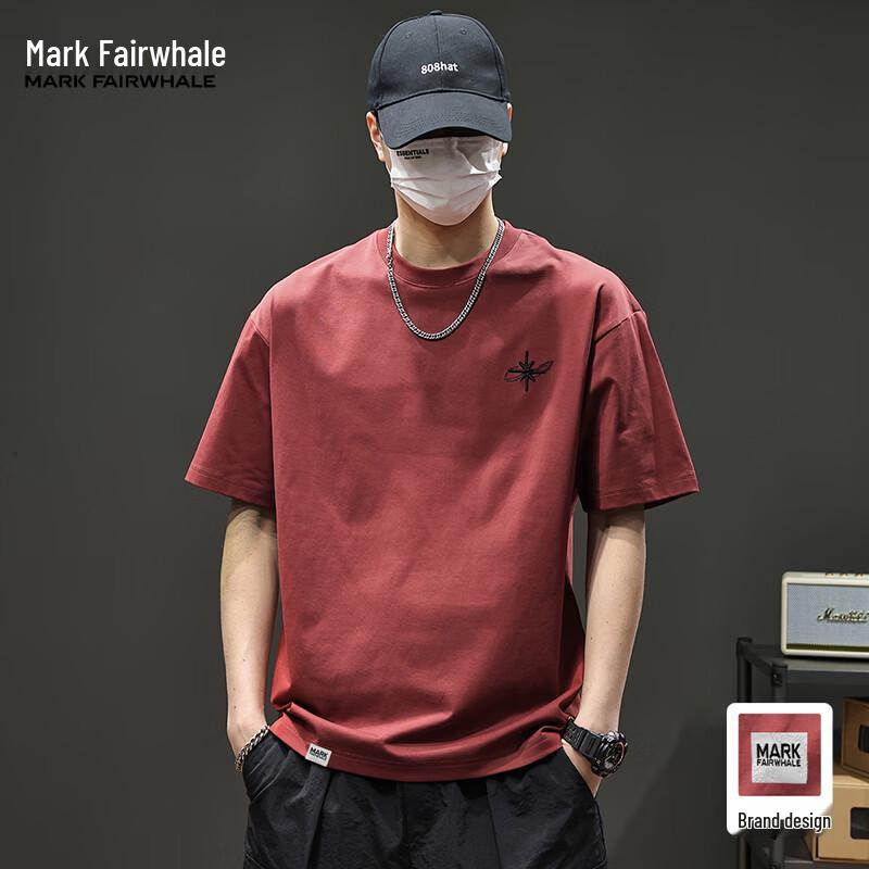 Mark Fairwhale Men's Letter Embroidery Ice Silk Short Sleeve T-Shirt