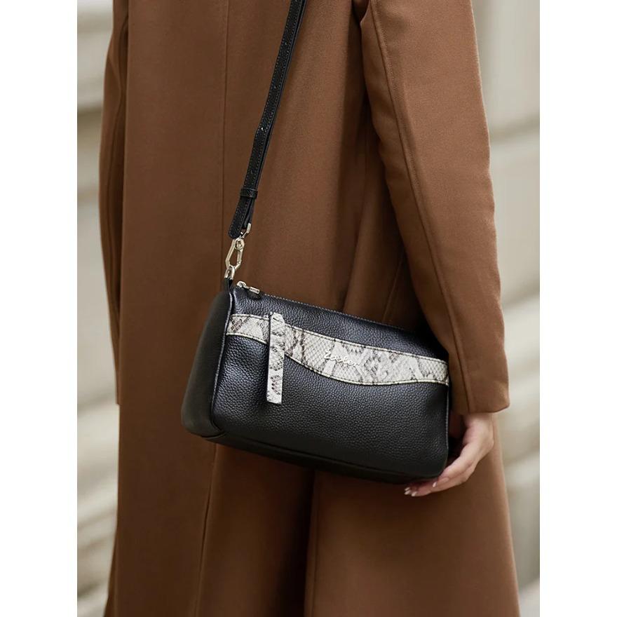 Genuine Leather Crossbody Bag for Women  Real Skin Shoulder Messenger Bag Patchwork Fashion Bags