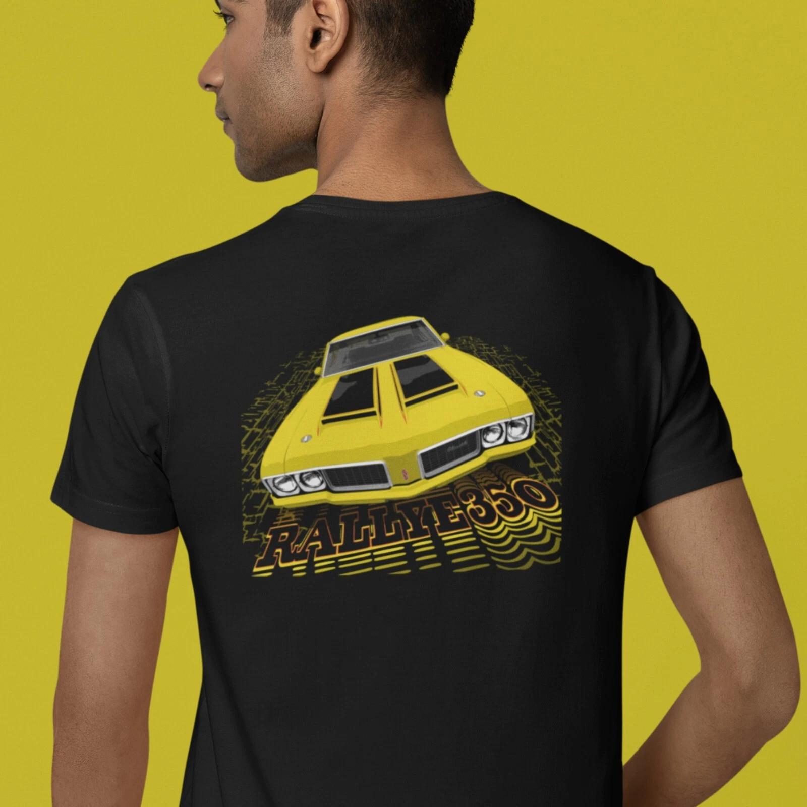 

Muscle car shirt yellow 70 Olds Cutlass Rallye 350 - Image on back L