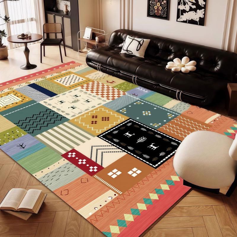 Ultra-Thin Washable Vintage Area Rug Boho Non-Slip Entryway Rug Living Room Rug Entrance Mat Carpet for Kitchen Laundry Bathroom Bedroom Prayer Rugs