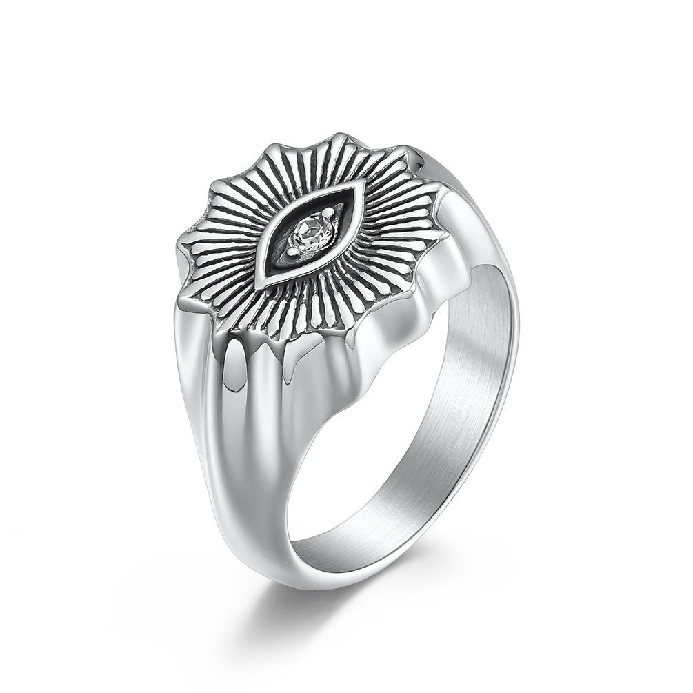Retro Style Stainless Steel Eye Men s Ring Ring, Niche Neutral Cold Wind Titanium Steel Tear Eye Ring 8#