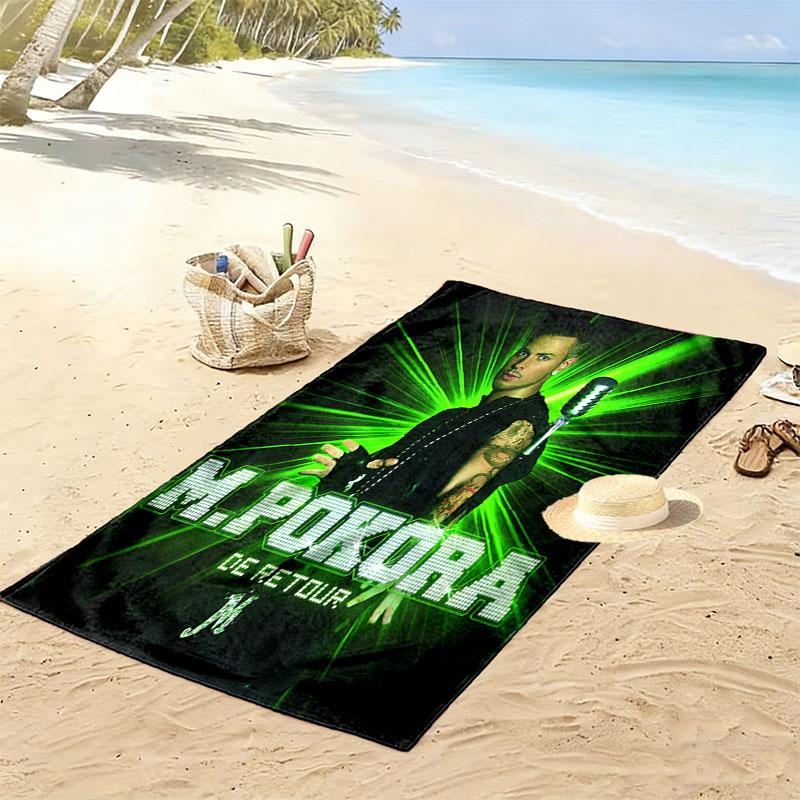 M Pokora Print Beach Towel, Large Soft Quick Dry Towel for Beach Camping Swimming